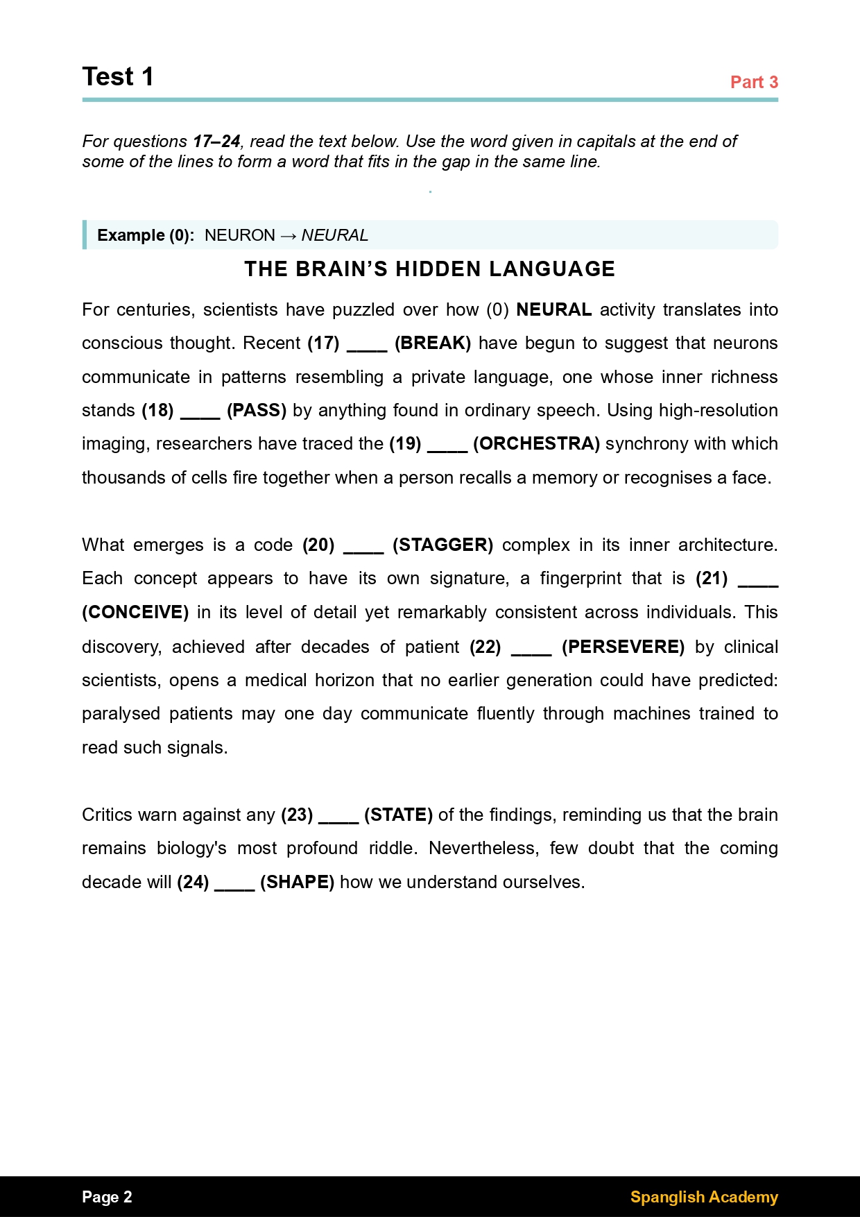 Preguntas Part 3 Word Formation